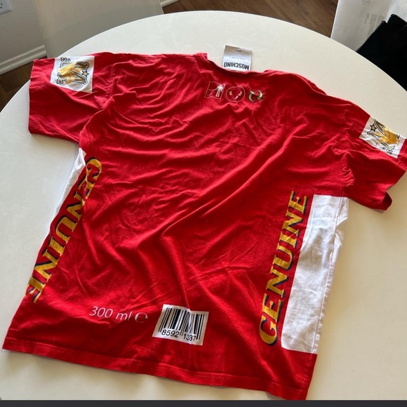 Moschino Red White & Gold Stripe Graphic women’s tee - Picture 5 of 5